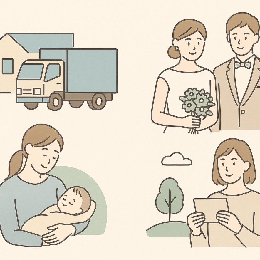 目的別テンプレ（引越し・結婚・出産・お礼）