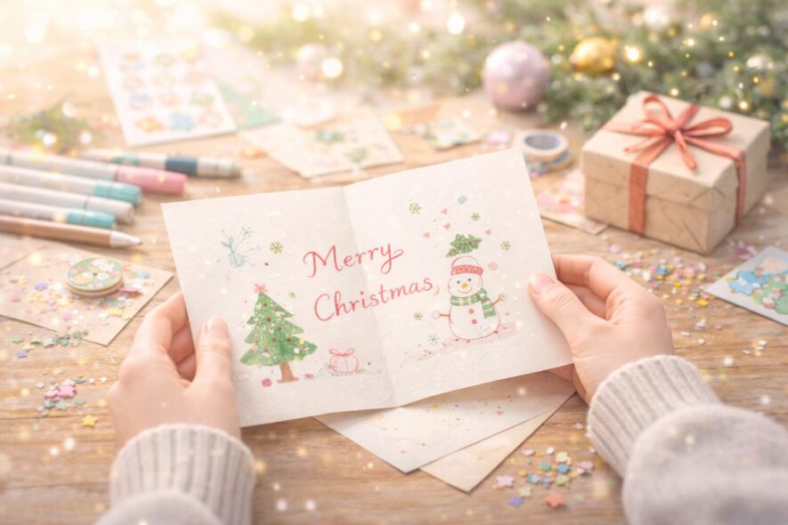 クリスマスメッセージカードで、まず押さえる手書きの型