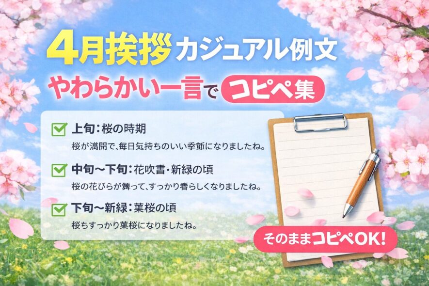 【4月挨拶のカジュアル例文】上中下旬で迷わない、やわらかい一言