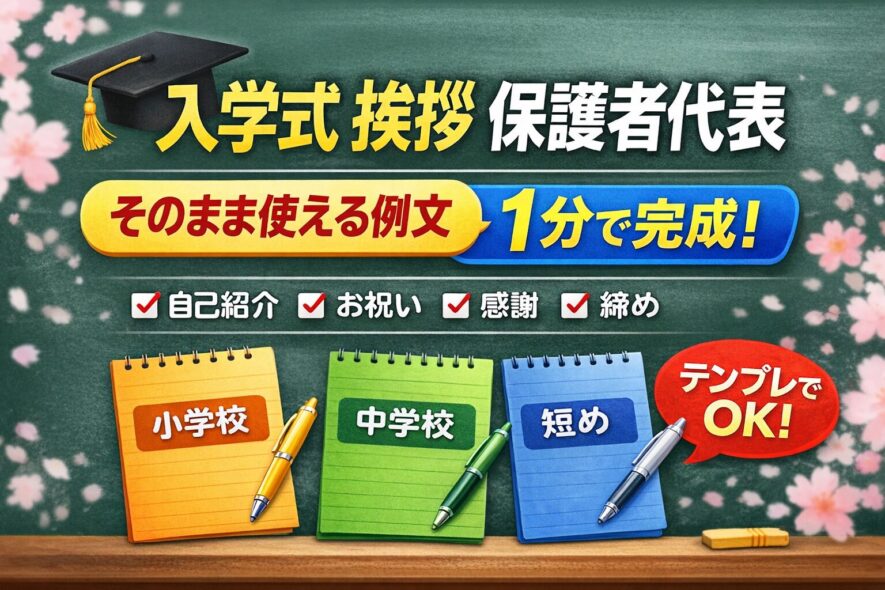 保護者代表の入学式の挨拶｜そのまま使える例文とコツ【1分で完成】