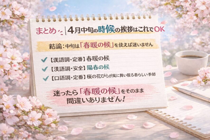 まとめ｜4月中旬の時候の挨拶はこれでOK