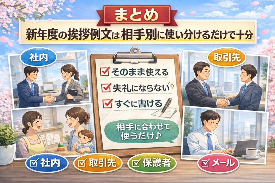 まとめ：新年度の挨拶例文は相手別に使い分けるだけで十分