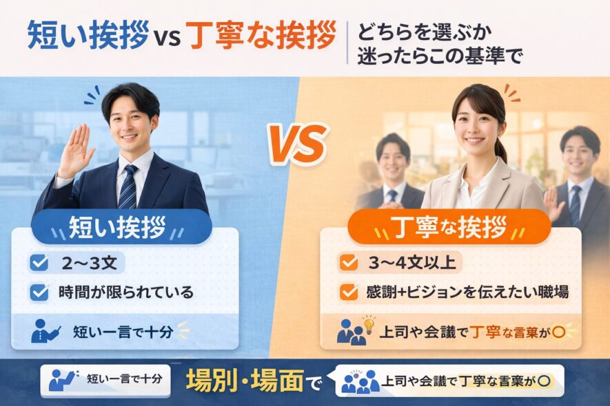 短い挨拶 vs 丁寧な挨拶|どちらを選ぶか迷ったらこの基準で