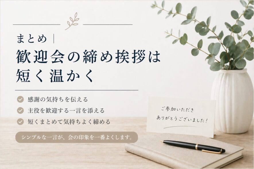 まとめ|歓迎会の締め挨拶は短く温かく