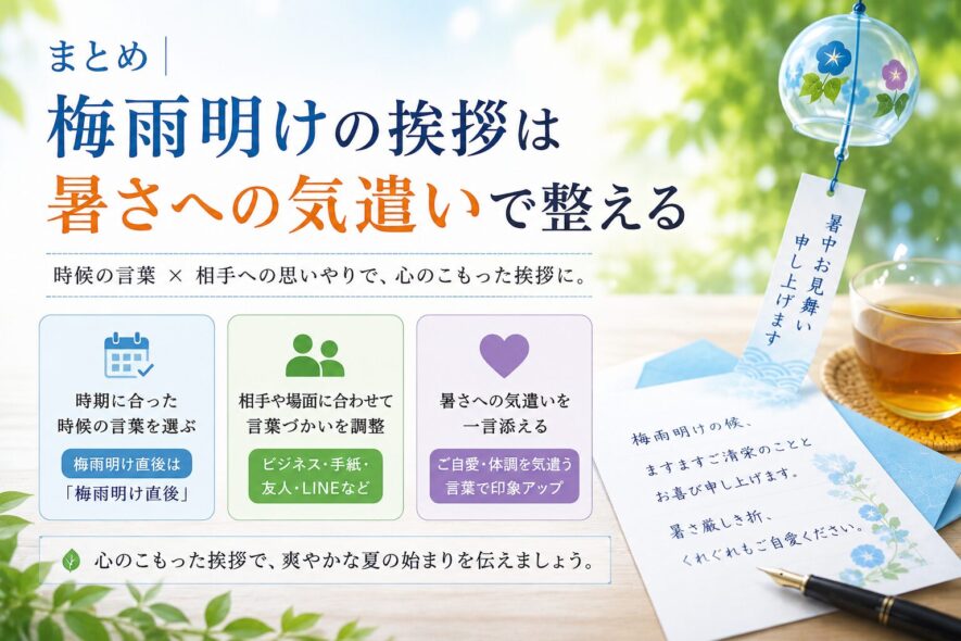 まとめ|梅雨明けの挨拶は暑さへの気遣いで整える