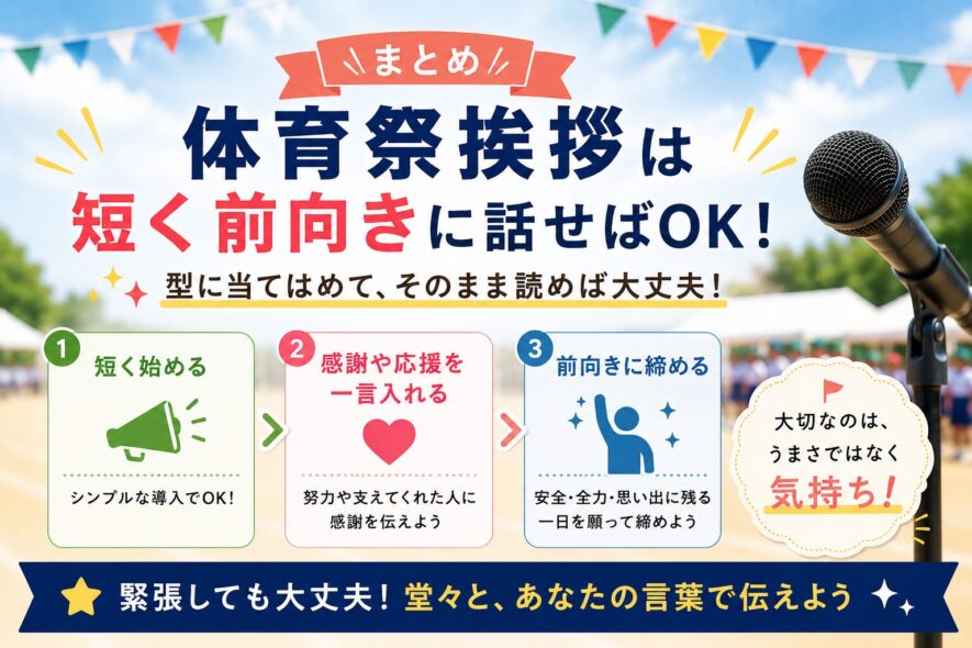 まとめ｜体育祭挨拶は短く前向きに話せばOK