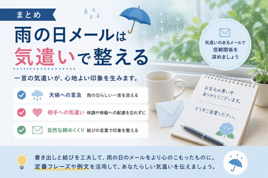 まとめ｜雨の日メールは気遣いで整える