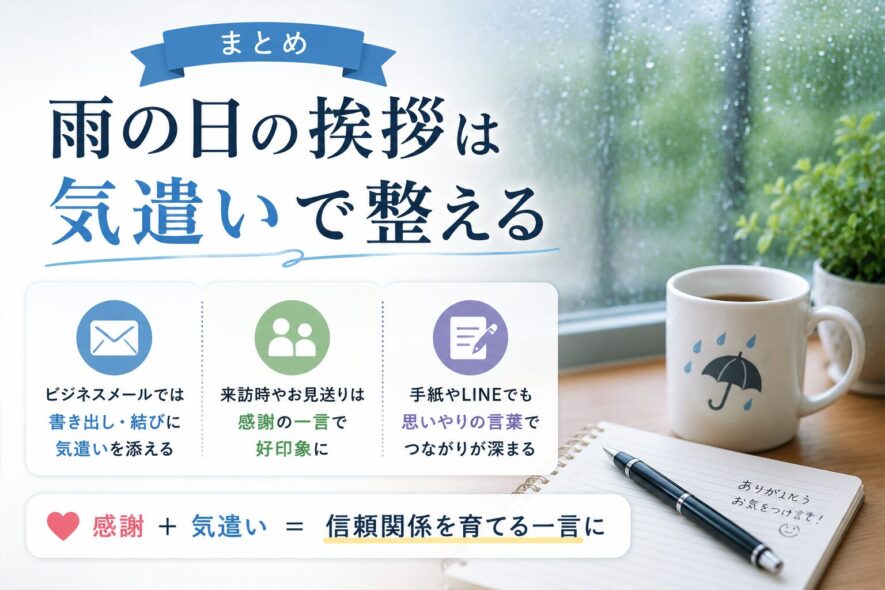 まとめ｜雨の日の挨拶は気遣いで整える