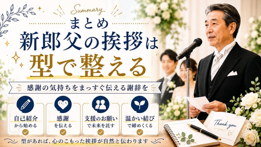 まとめ｜新郎父の結婚式挨拶は型で整える