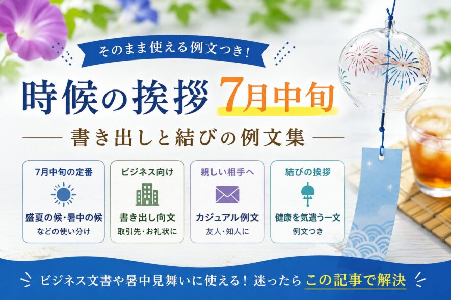 【7月中旬の時候の挨拶】例文と書き出し｜ビジネス・手紙・メール