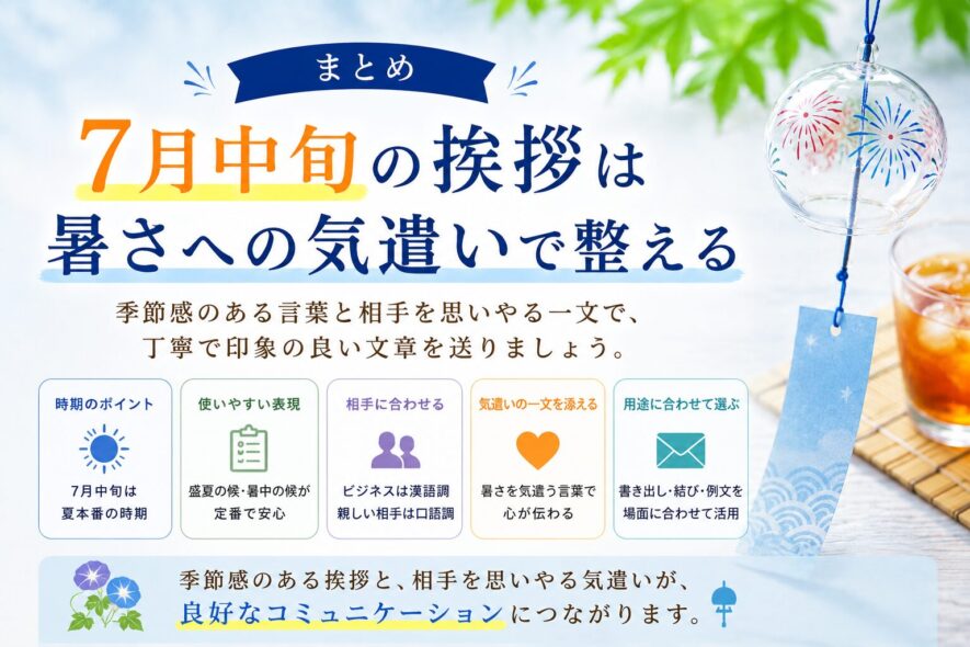 まとめ｜7月中旬の挨拶は暑さへの気遣いで整える