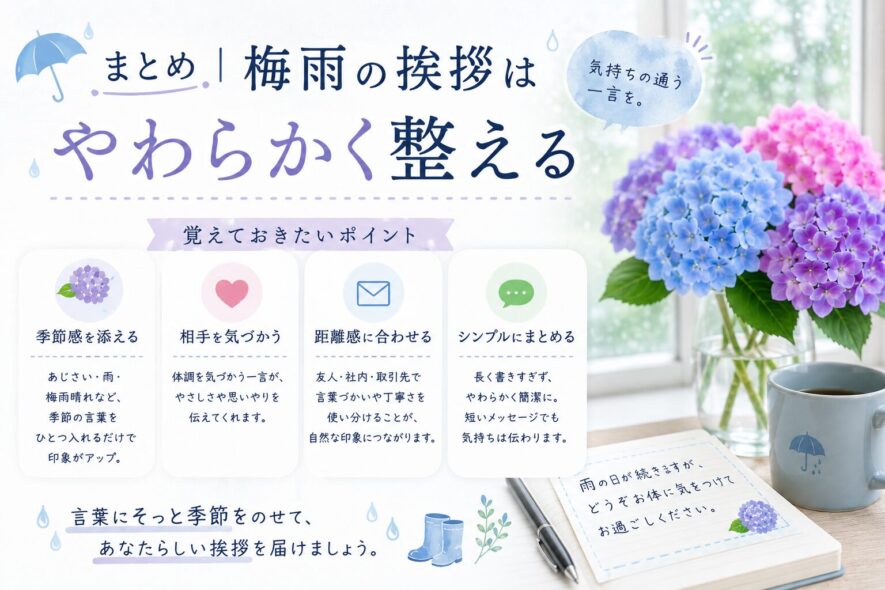 まとめ｜梅雨の挨拶はやわらかく整える