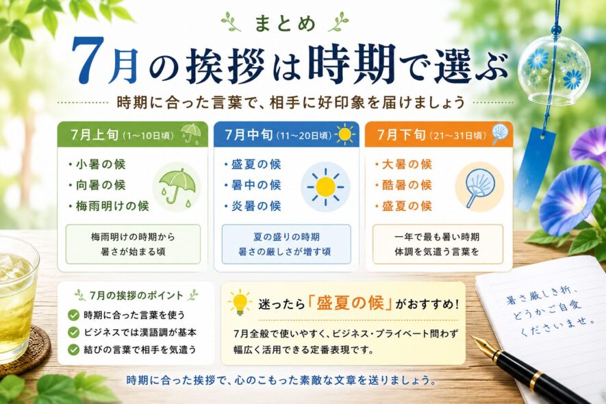 まとめ｜7月の挨拶は時期で選ぶ