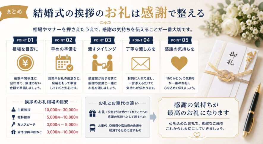 まとめ｜結婚式の挨拶のお礼は感謝で整える