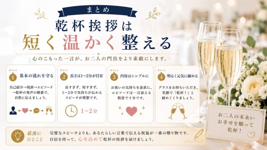 まとめ｜乾杯挨拶は短く温かく整える