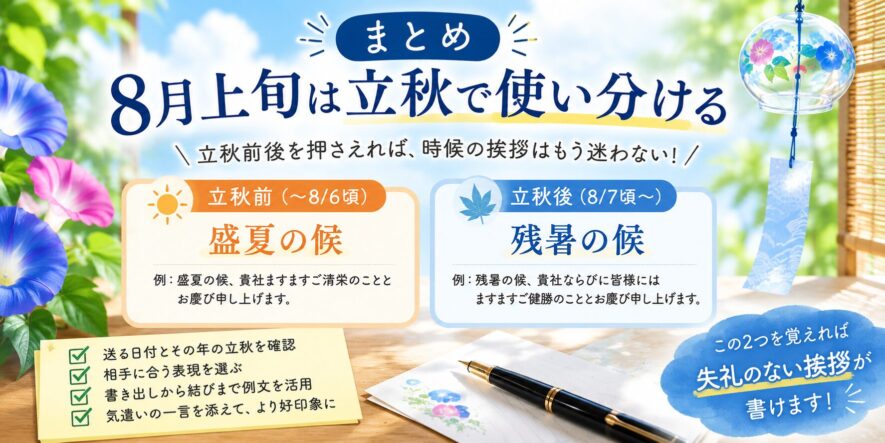 まとめ|8月上旬は立秋で使い分ける