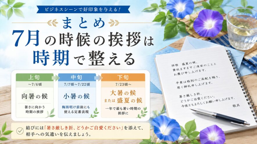 まとめ|7月の時候の挨拶は時期で整える