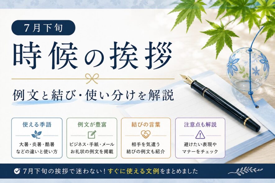 【7月下旬の時候の挨拶】例文・結び・使い分け｜手紙・メール対応