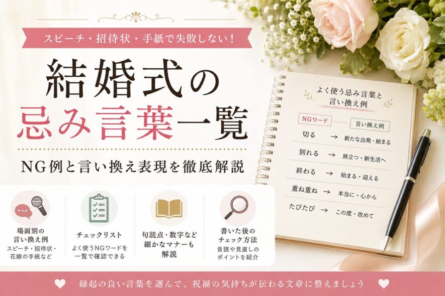【結婚式の忌み言葉一覧】NGワード・言い換え例・マナーを完全解説