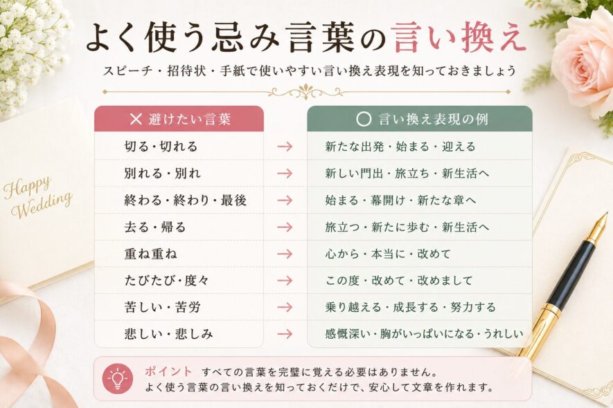 よく使う忌み言葉の言い換え