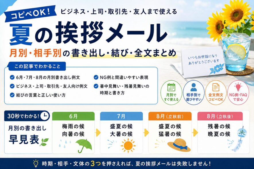 【夏の挨拶メール例文】月別・相手別の書き出し・結び・全文まとめ