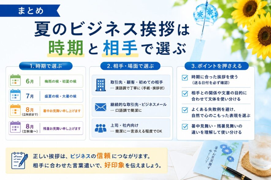 まとめ｜夏のビジネス挨拶は時期と相手で選ぶ