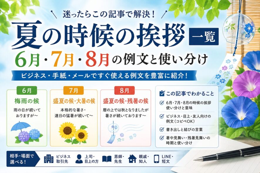 【夏の時候の挨拶例文】6月・7月・8月｜ビジネス・手紙・メール対応