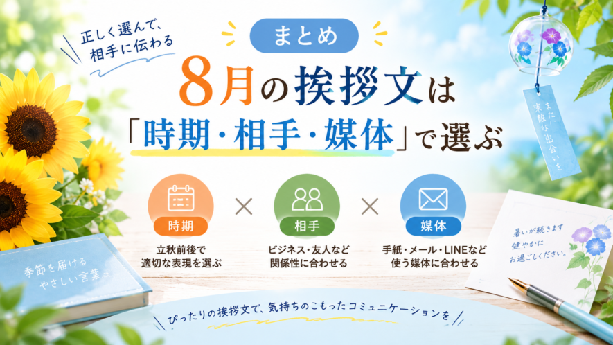 まとめ｜8月の挨拶文は「時期・相手・媒体」で選ぶ