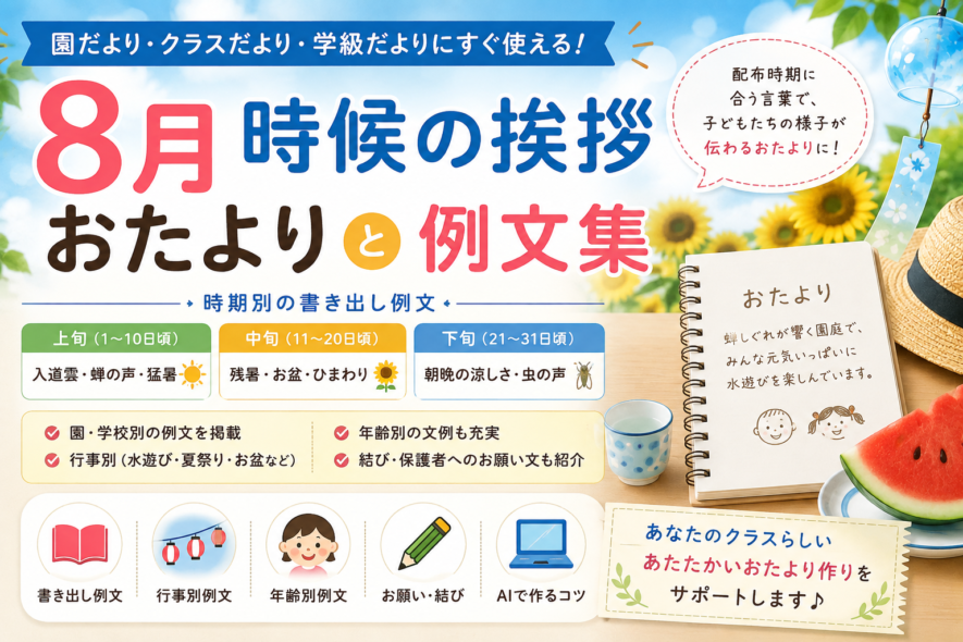 【8月のおたよりの時候挨拶】書き出し・結び例文集【園・学校】