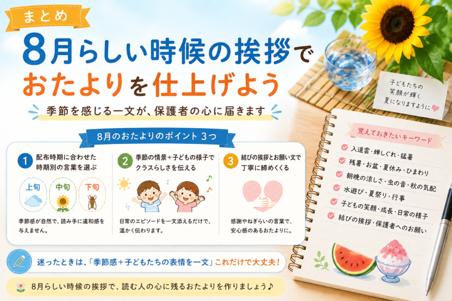 まとめ｜8月らしい時候の挨拶でおたよりを仕上げよう