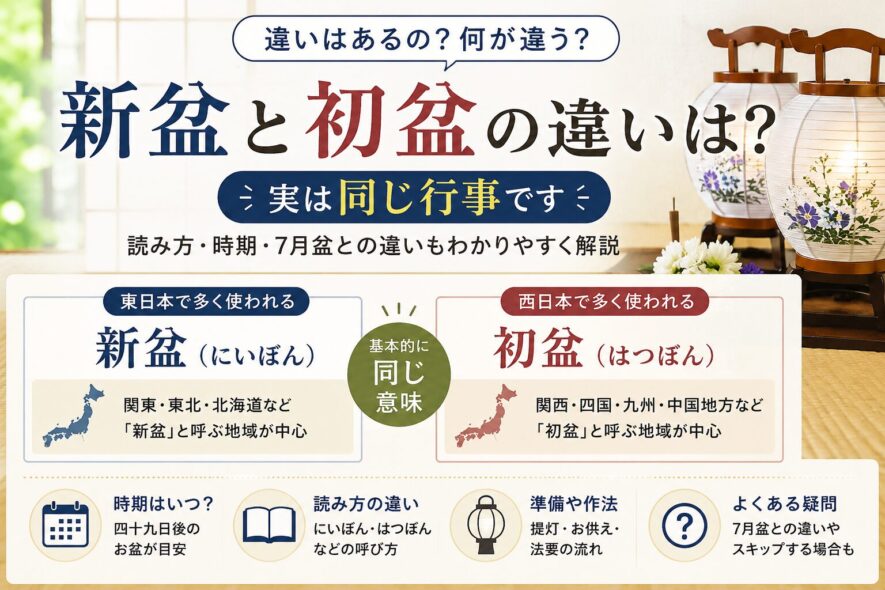 新盆と初盆の違いは？実は同じ｜読み方・時期・7月盆との違い