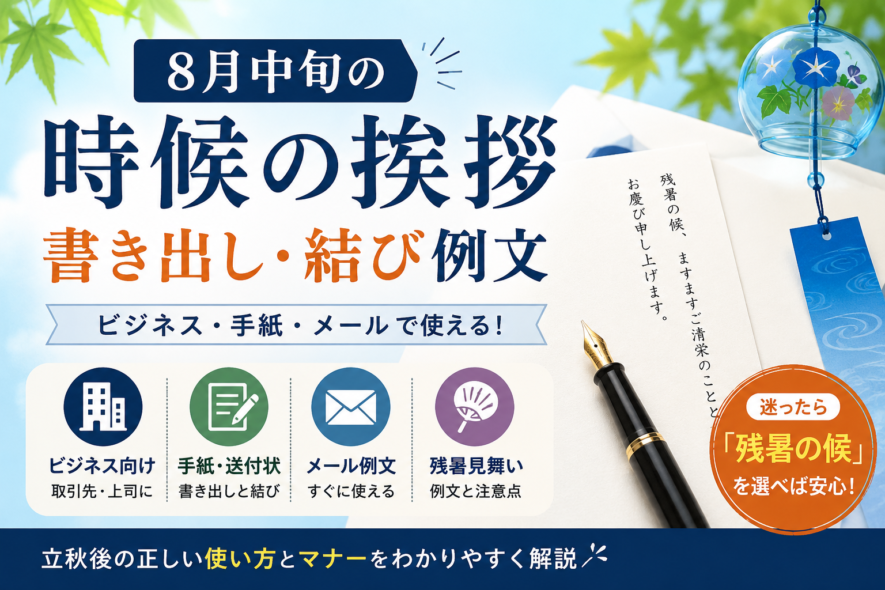 8月中旬の時候の挨拶｜書き出し・結び例文【ビジネス・手紙・メール】