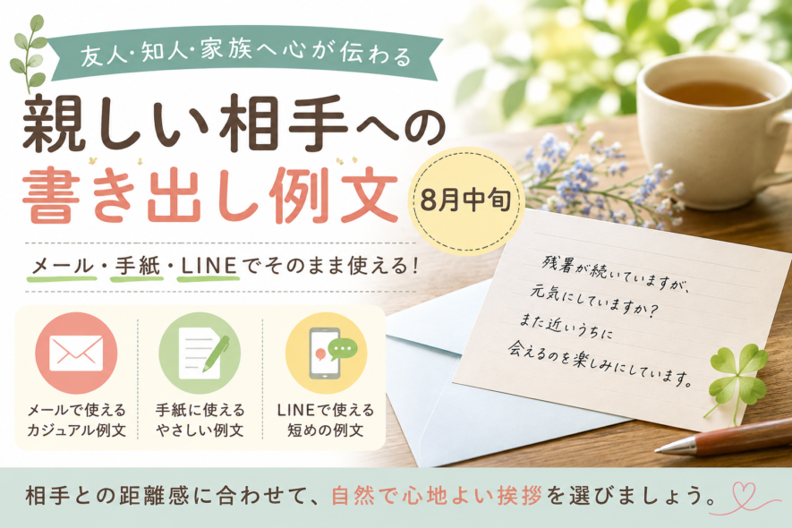 親しい相手への書き出し例文｜8月中旬