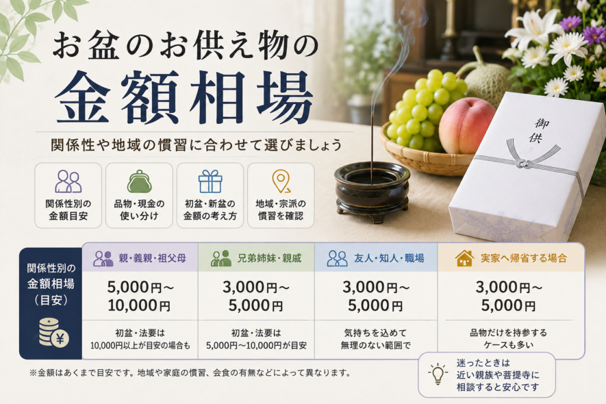 お盆のお供え物の金額相場
