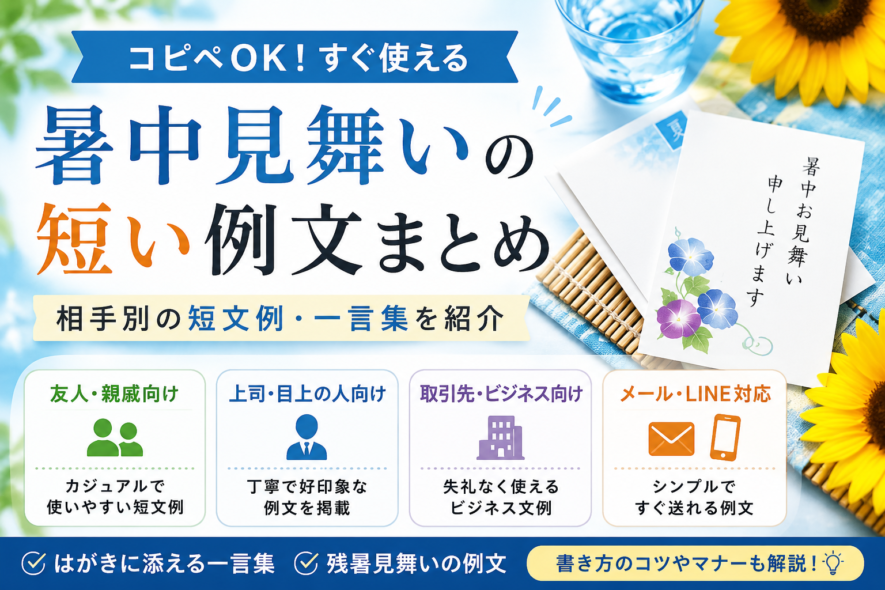 【暑中見舞いの短い例文】コピペOKの相手別短文・一言集