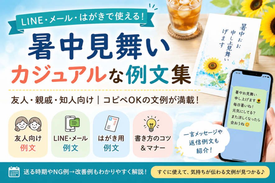 【暑中見舞いのカジュアルな例文】友人・LINE・はがき文例集
