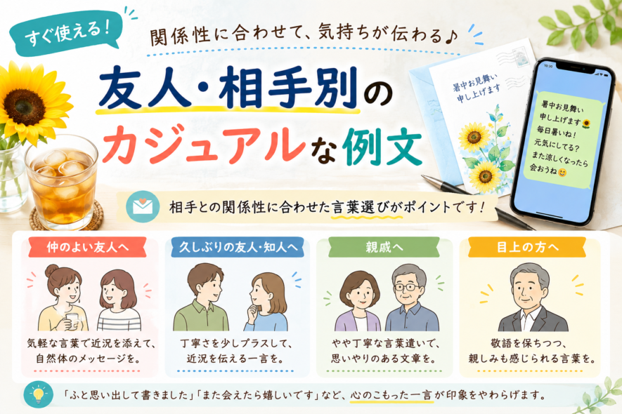 友人・相手別のカジュアルな例文