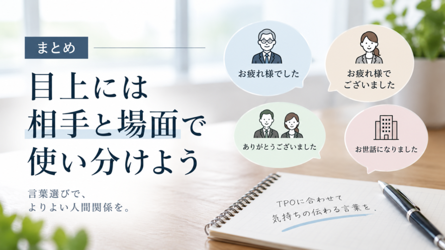 まとめ｜目上には相手と場面で使い分けよう