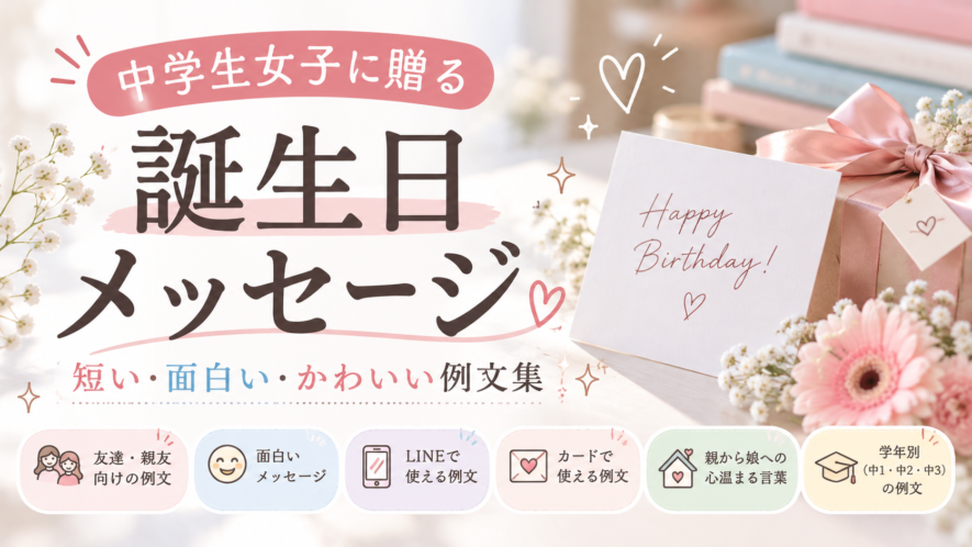 【中学生女子への誕生日メッセージ】短い・面白い・感動の例文集